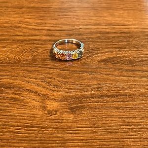Sterling silver multi color gemstone ring
